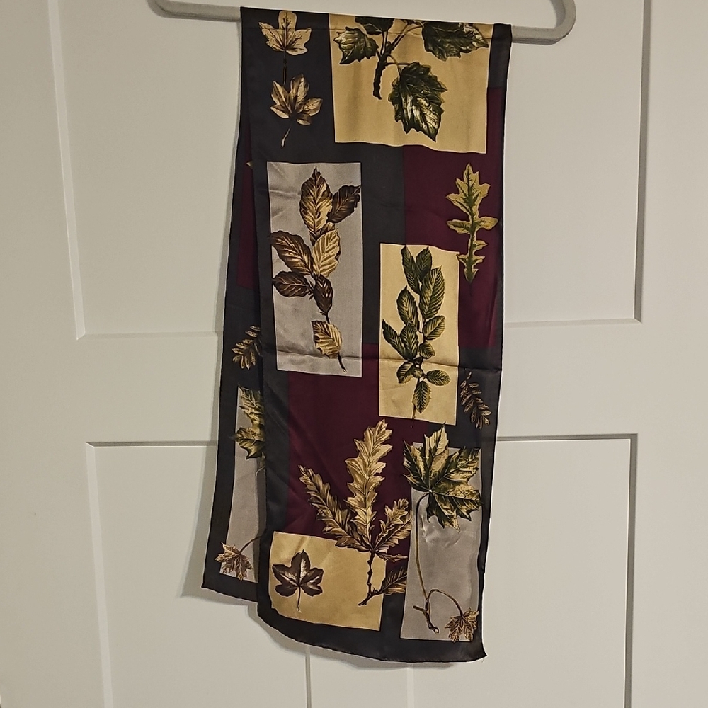 100% Silk Echo Scarf with Leaf Design